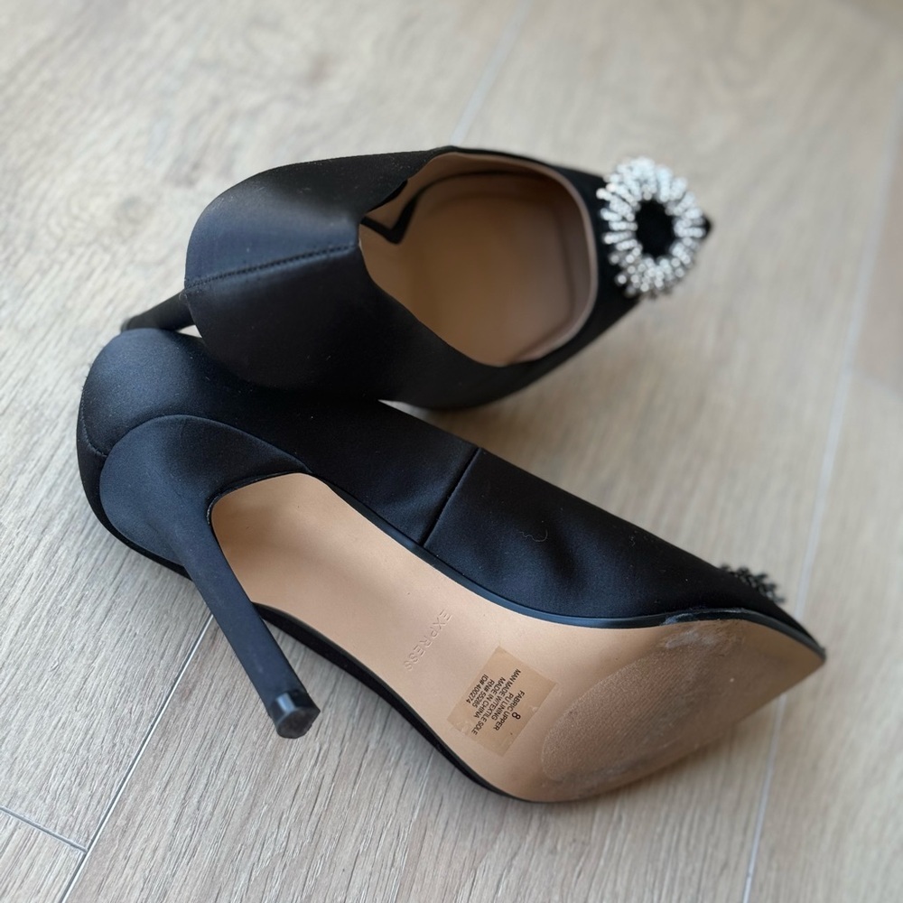 Express Black Embellished Women's Heels - Picture 5 of 12